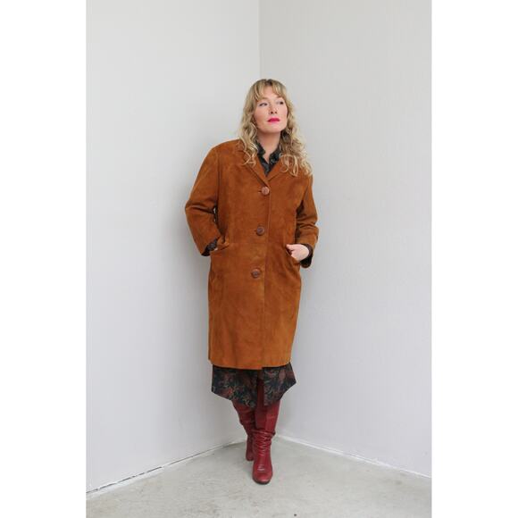 1970's Vintage Spanish Suede Mid Length Alfaro Coat ~ Men's MD Women's MD LG - Picture 9 of 11